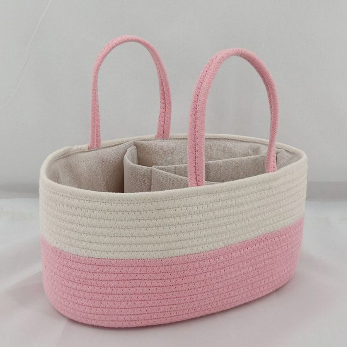 Diaper Caddy Organizer, Large Cotton Rope Nursery Baby Basket, Changing Table Organizer For Baby Diaper Storage, Portable Car Organizer With Removable Divider, Baby Shower Gifts 10