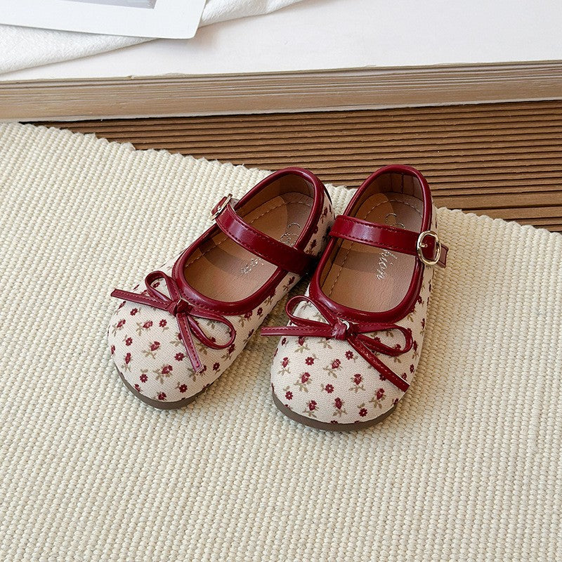 Children's Shoes Korean Version Girls' Soft Soled Bow Princess Single Shoes Mid Size Girls' Leather Shoes Trend 4