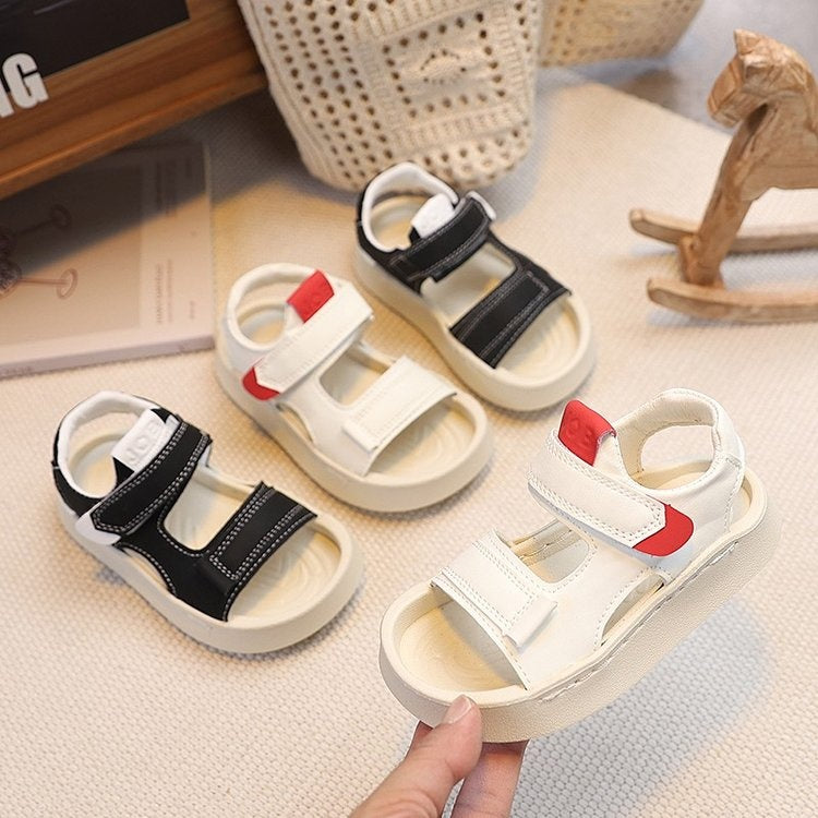 2026 Summer New Korean Style Kids Sandals, Boys Girls Casual Outdoor Sports Beach Sandals, Soft Sole Magic Tape Breathable Children Shoes Size 26-37 2