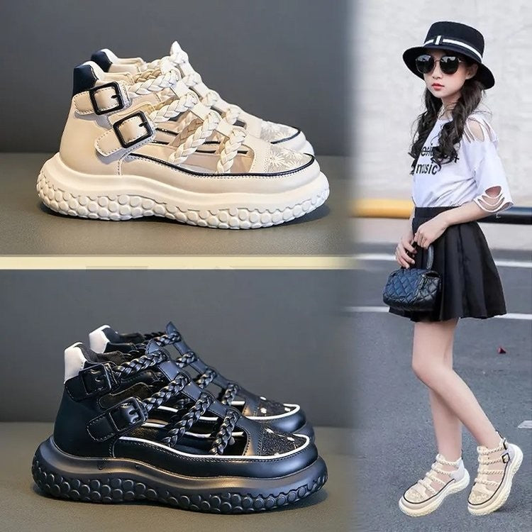 2026 Summer New Girls Roman Sandals, Kids Closed-Toe Sports Sandals, Hollow Out Breathable Beach Shoes For Middle & Big Kids 1