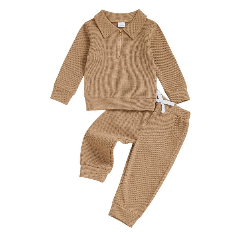 Childrens Cotton Polo-neck Long-sleeve Set 3