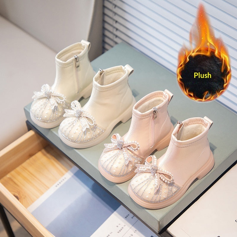 Kids Rhinestone Booties With Soft Soles 3