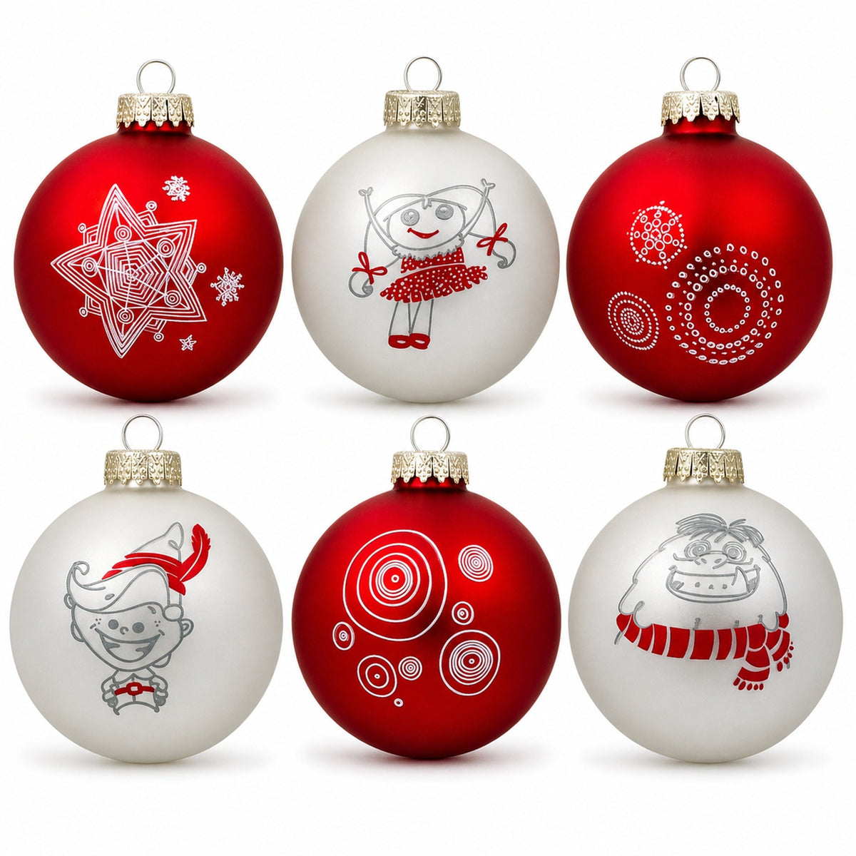 White and Red Mini Glass Ball Christmas Ornaments 2.75 Inches 1