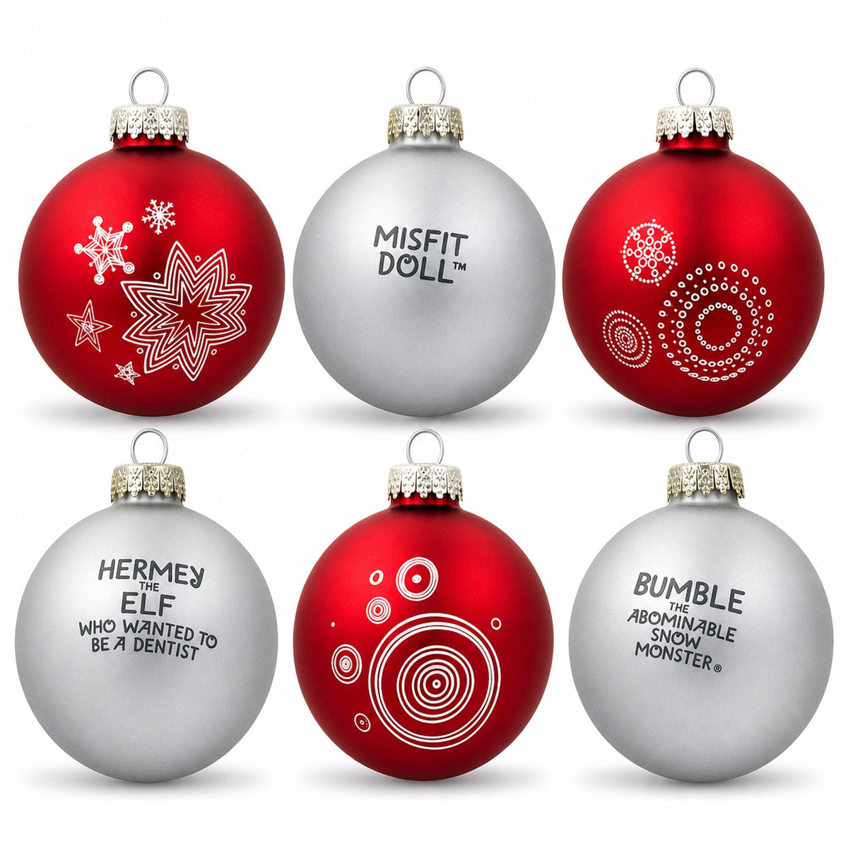 White and Red Mini Glass Ball Christmas Ornaments 2.75 Inches 2