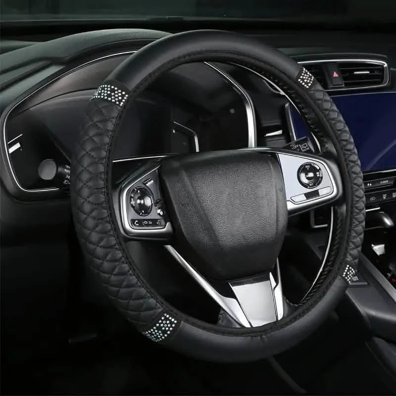 Bling Soft Faux Leather Car Steering Wheel Cover Non-Slip Heat And Cold Protector 1