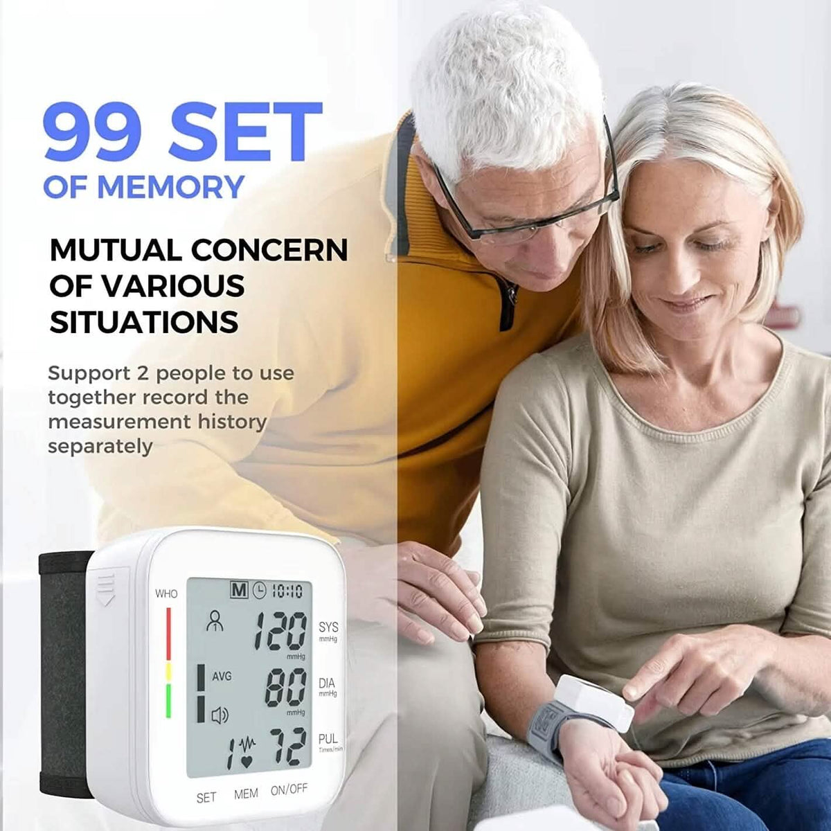 Blood Pressure Monitor Digital Wrist Blood Pressure Machine Automatic Cuff BP Detector 9