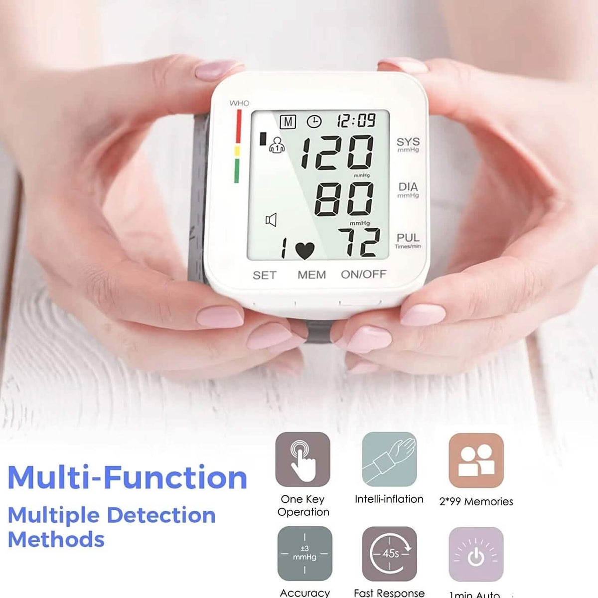 Blood Pressure Monitor Digital Wrist Blood Pressure Machine Automatic Cuff BP Detector 5