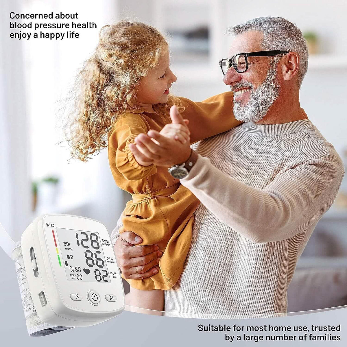 Blood Pressure Monitor Digital Wrist BP Machine Automatic BP Cuff with 2 Users 180 Memory Voice Large LCD Display 8