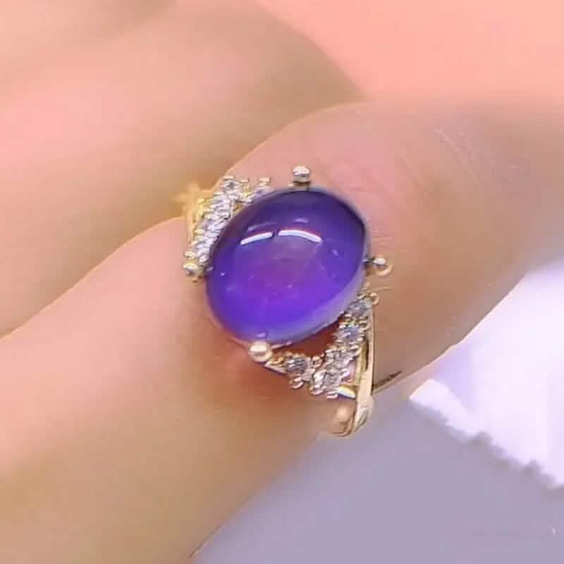 Boho Style Color Changing Mood Stone Cuff Rings 5