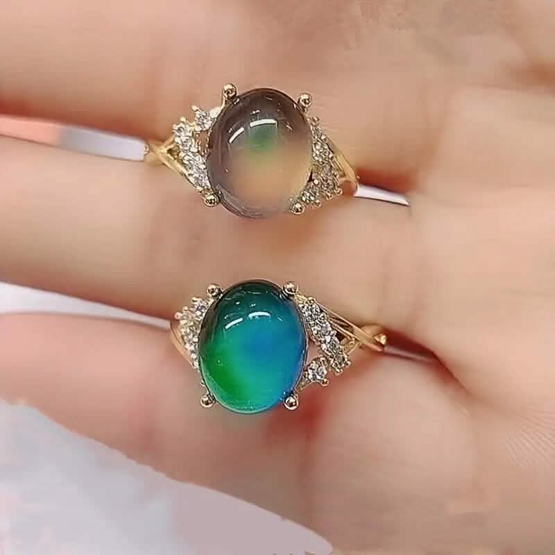 Boho Style Color Changing Mood Stone Cuff Rings 2