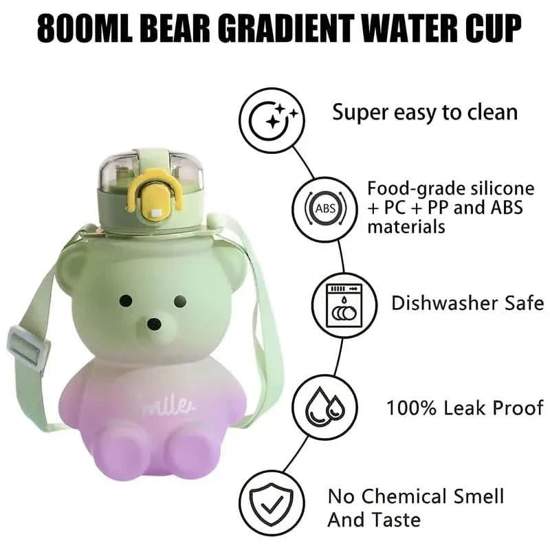 BPA-free Kawaii Bear Straw Water Bottle 7