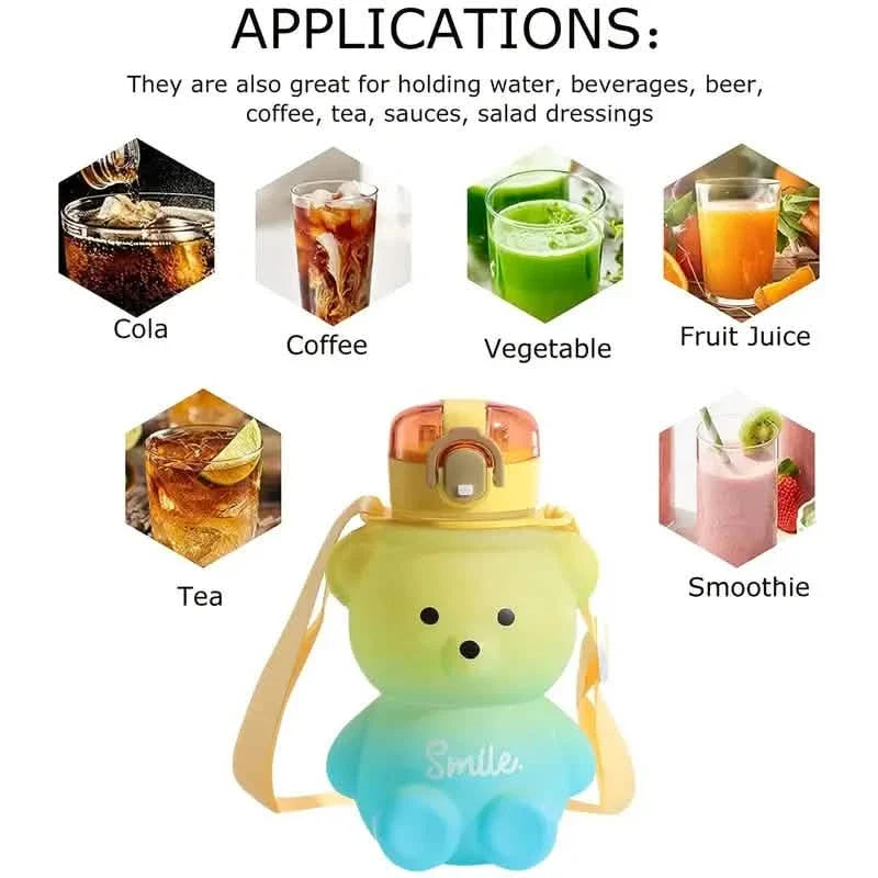 BPA-free Kawaii Bear Straw Water Bottle 6