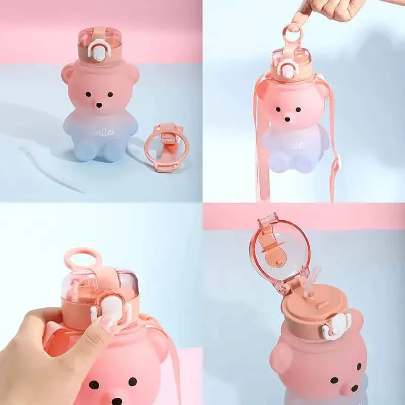 BPA-free Kawaii Bear Straw Water Bottle 9