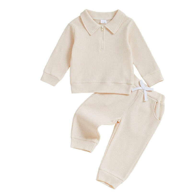 Childrens Cotton Polo-neck Long-sleeve Set 2