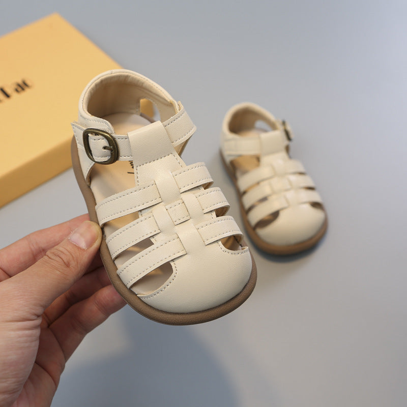 Girls' Closed Toe Children's Shoes Toddler Shoes Woven Hollowed Roman Shoes 6