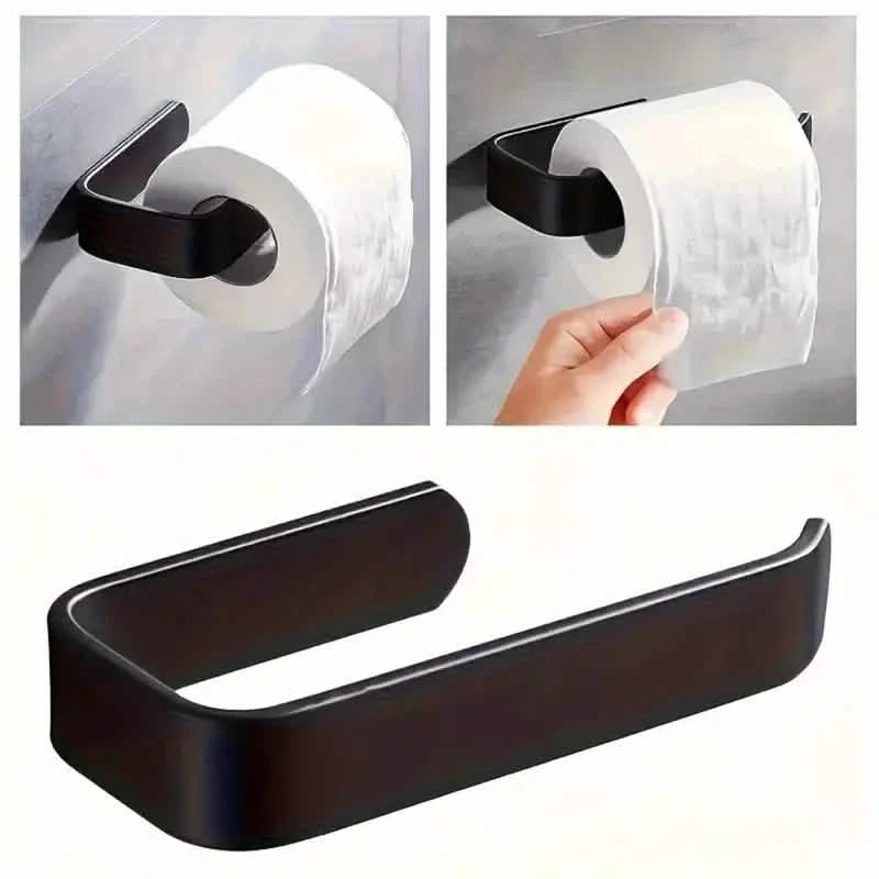 2-Pack: No-Drill Self-Adhesive Toilet Paper Holder – Black & White 1
