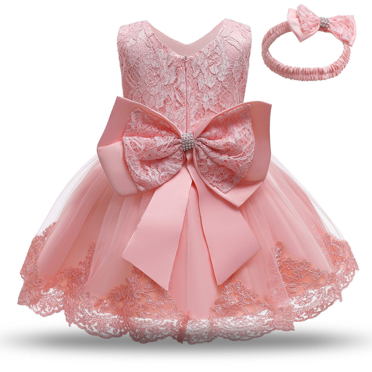 Baby Princess One Year Old Bow Lace Dress 9