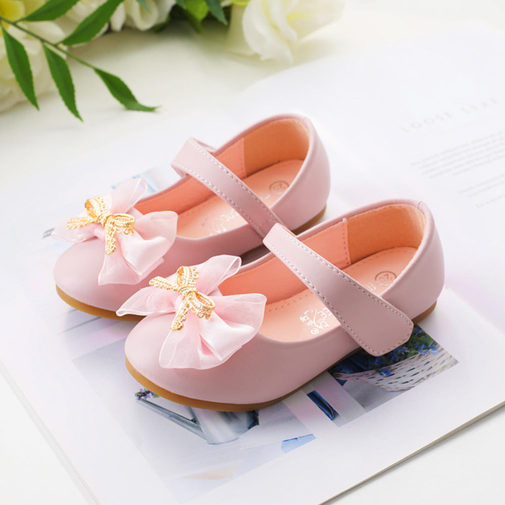 Bowknot Casual PU Leather Bridal Bouquet Children's Shoes 2