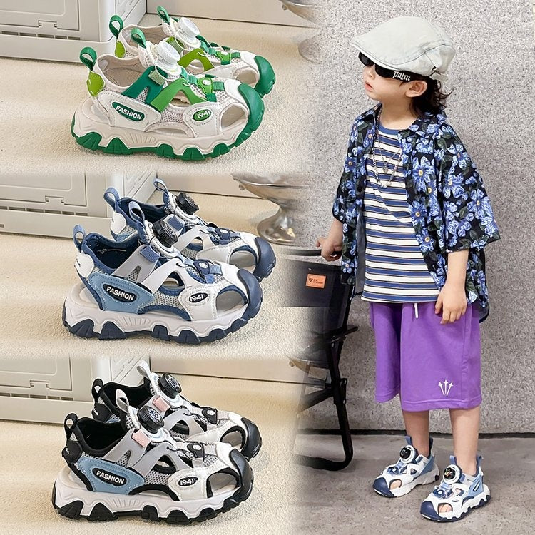 2026 New Spring Summer Boys Closed Toe Sandals, Fashion Sports Sandals For Big Kids Boys 5