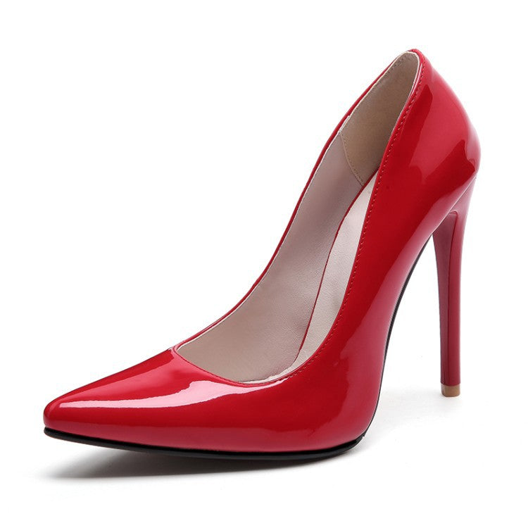 Stiletto-heeled Pointed-toe Professional Womens Shoes All-leather Pointed High Heels 5