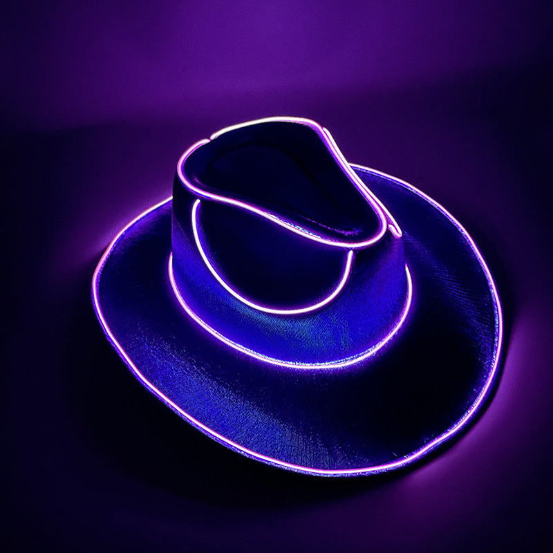 Halloween Carnival Party LED Wireless Fluorescent Colorful Cowboy Flashing Hat 11