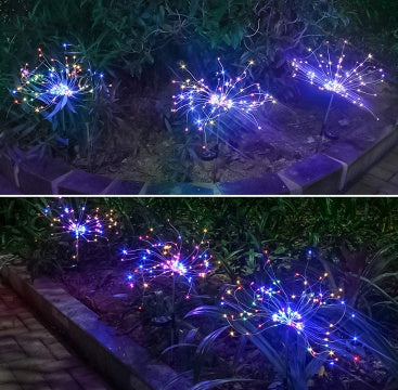 New Ground Plug Solar Fireworks Light LED Light String Copper Wire Outdoor Garden Decoration Star Lights Christmas Lights 12