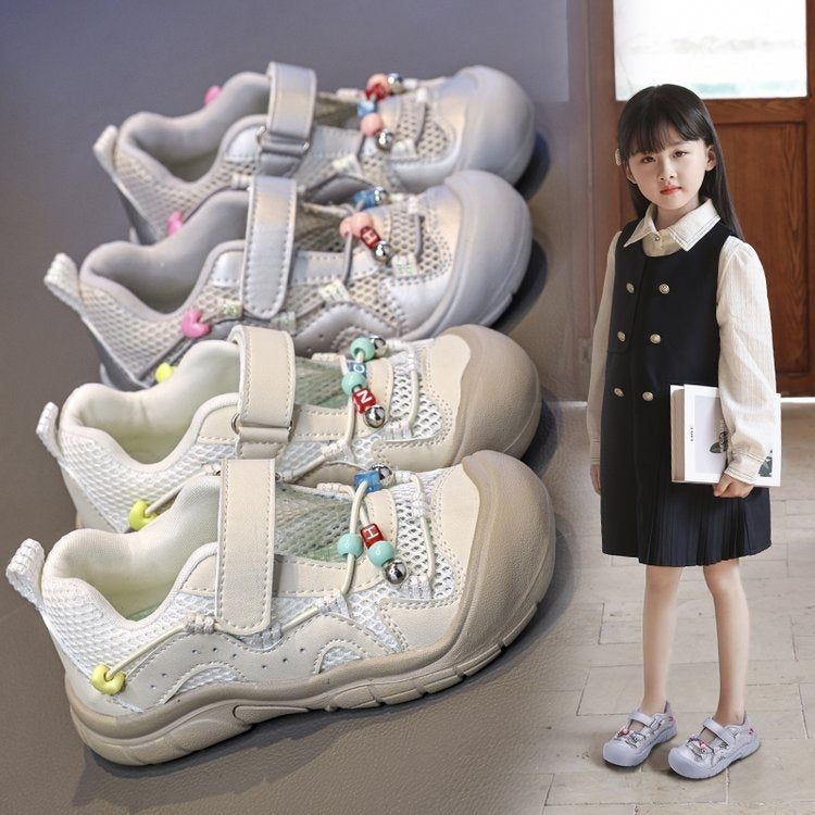 2026 Summer New Girls Closed-Toe Sandals, Kids Mesh Hook-and-Loop Sneakers, Hollow Out Princess Mesh Shoes For Little Girls 1