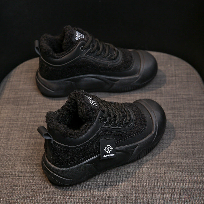 Fleece-lined Female Warm All-matching Casual Sports Skate Shoes 3