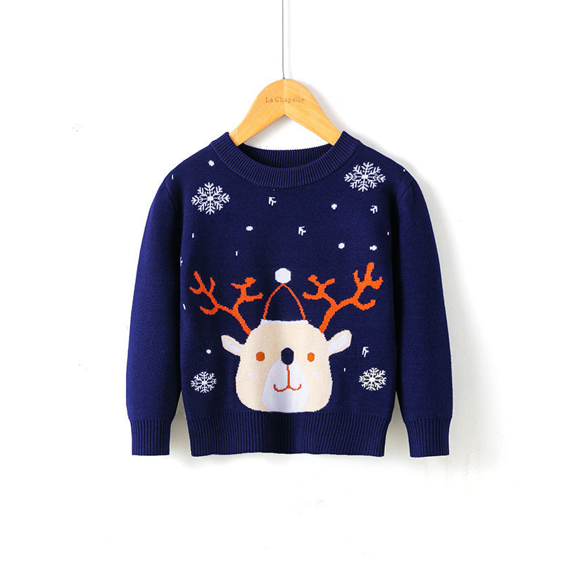 Cotton Double Layer Autumn Winter Christmas Long Sleeved Children's Sweater 5