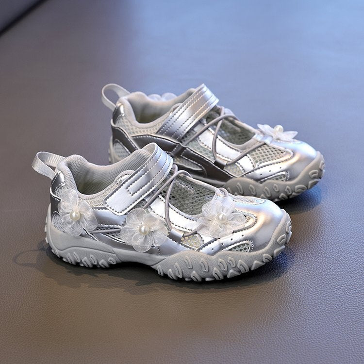 2026 Summer New Kids Sports Sandals, Hollow Mesh Flower Casual Shoes, Breathable Shallow Mouth Girls Shoes For Little Girls 6