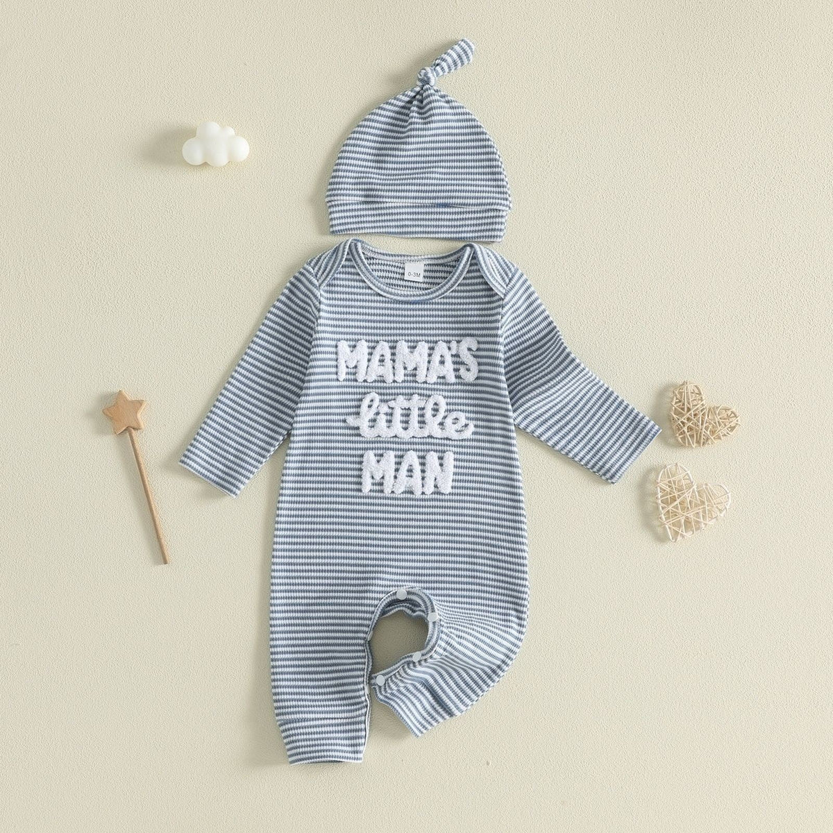 Baby Boygirl Towel-embroidered Striped Long-sleeve Onesie With Hood 6