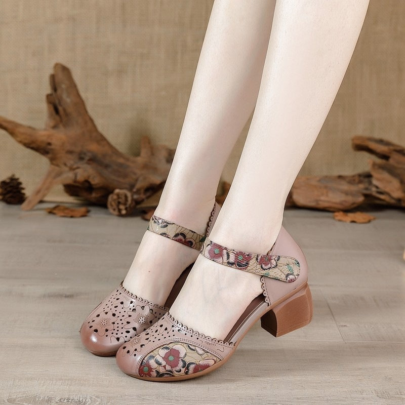 Rome Embroidered Hollow-Out Retro Casual Womens Shoes 5