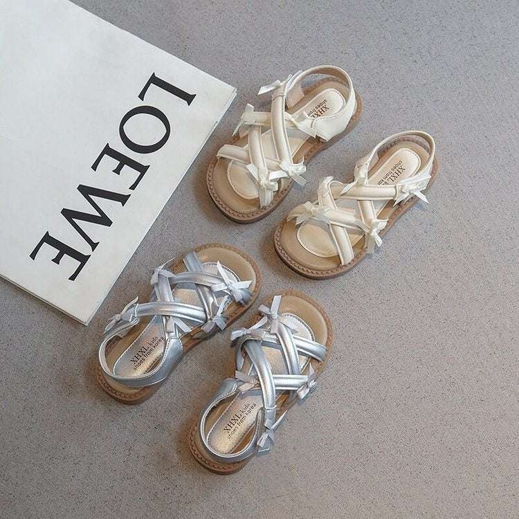 2026 Summer New Sweet Princess Style Crisscross Strap Sandals For Girls, Fashion Kids Sandals For Little & Big Girls 1