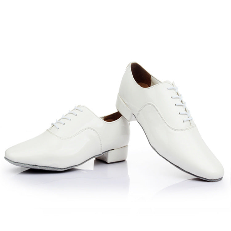 Men's Modern Dancing Shoes Leather Soft Bottom Men's Dance Shoe Latin Dance Shoes Dance Shoe Men's National Standard Square Friendship Dancing 8