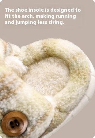 Indoor Home Silent Thick Warm Fur Shoes For Children 2