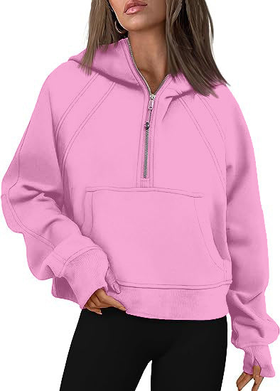 Zipper Hoodies Sweatshirts With Pocket Loose Sport Tops Long Sleeve Pullover Sweaters Winter Fall Outfits Women Clothing 2