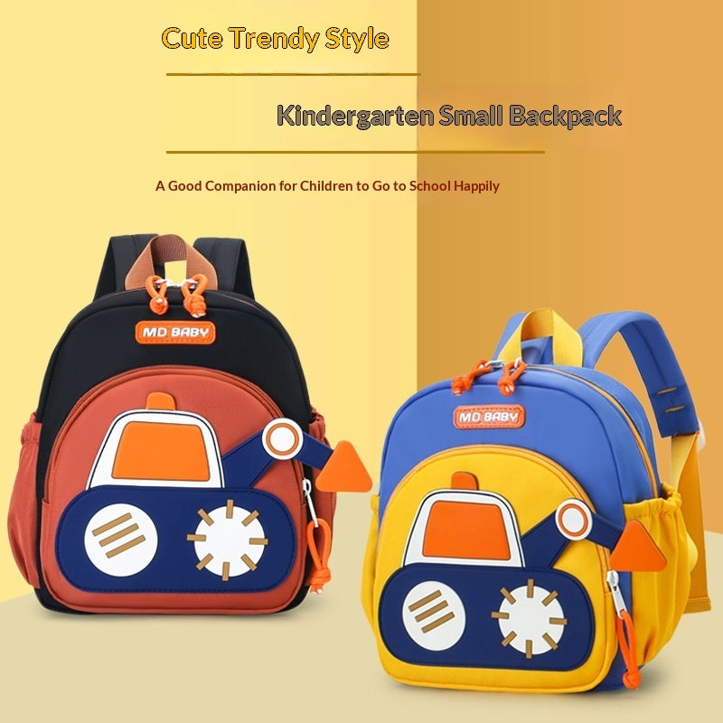 Cute Childrens Backpack Early Education Little Excavator Casual Shoulder Bag 1