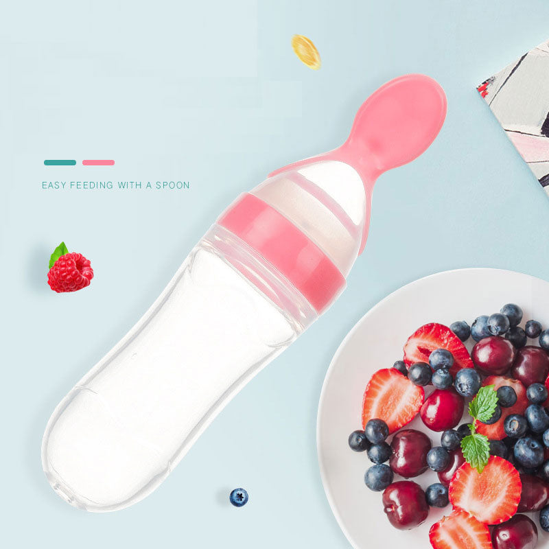 Safe Newborn Baby Feeding Bottle Toddler Silicone Squeeze Feeding Spoon Milk Bottle Baby Training Feeder Food Supplement 2