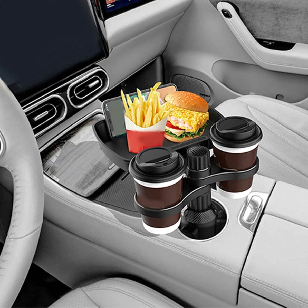 Car Cup Holder Detachable Extender Food Tray with Phone Holder 7