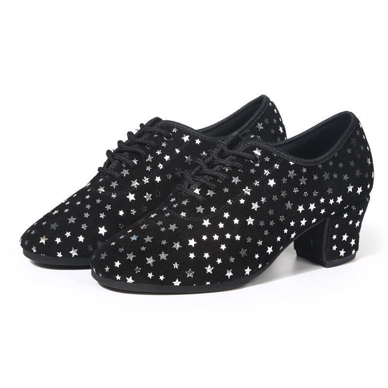 Outdoor Latin Dance Shoes With A Fabric Upper Star Design And Rubber Sole 4