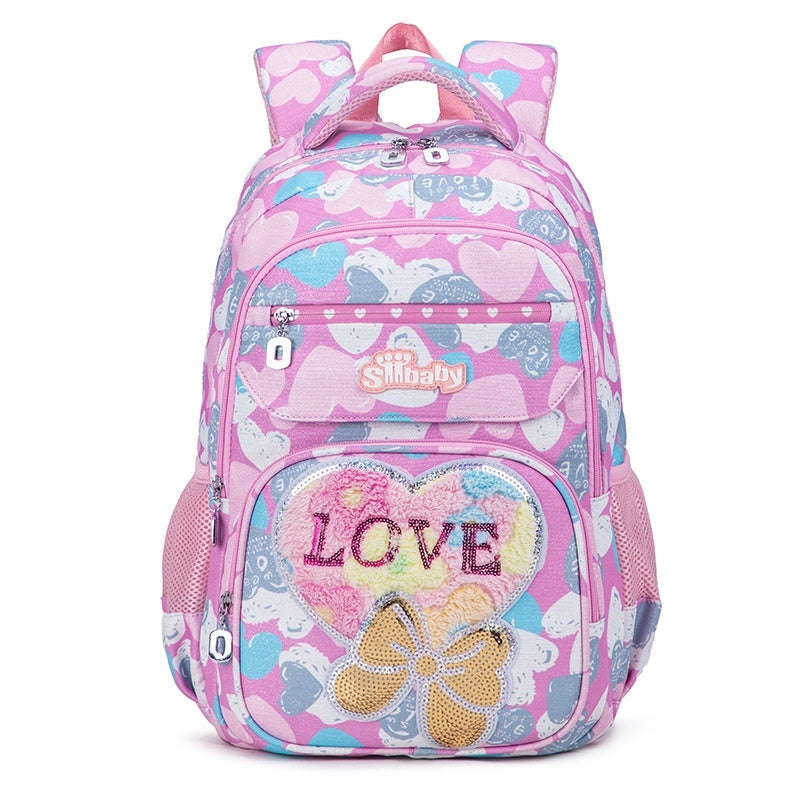 Spine-Protecting Load-Reducing Cartoon Cat Childrens School Bag 5