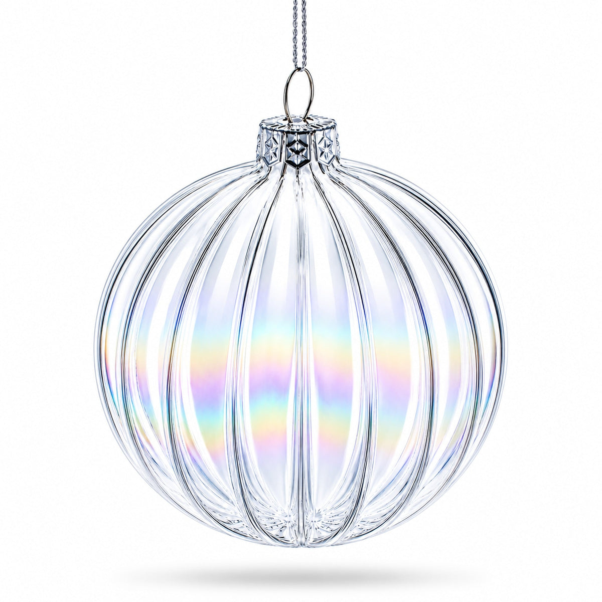 Set of 3 Iridescent Clear Glass Ball Christmas Ornaments 3.6 Inches 5