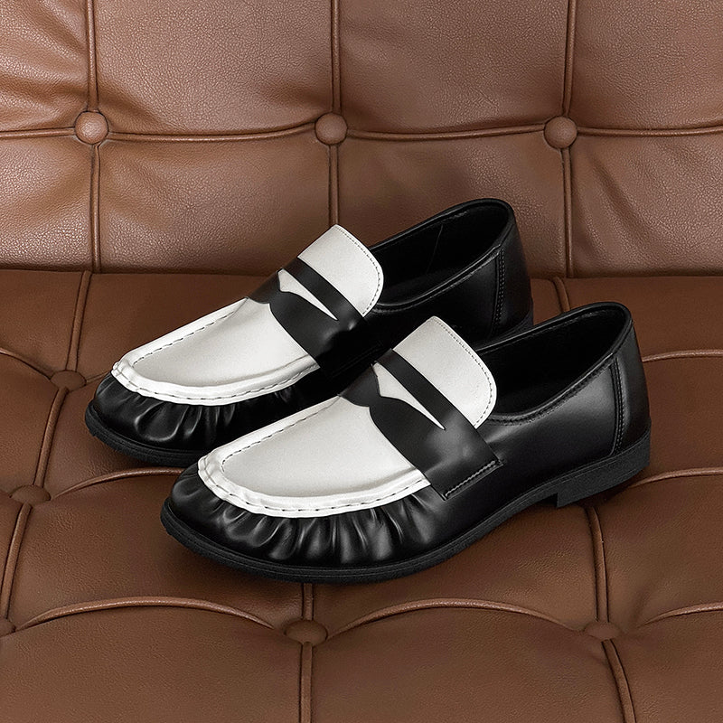 New Arrival Versatile Round Toe Men's Slip-On Shoes, Lazy Style Vintage Casual Leather Shoes, British Style Loafers 2