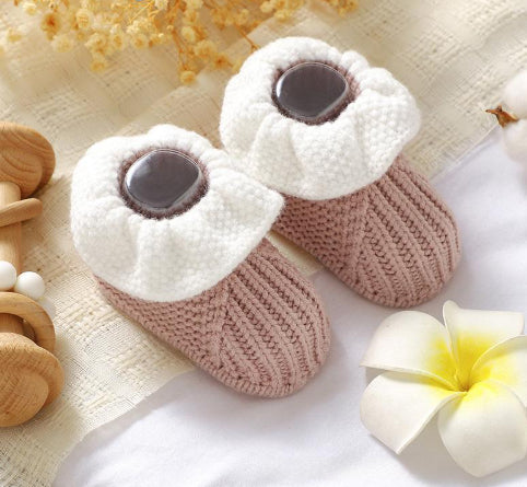 Cute Solid-color Ruffled-knit Toddler Shoes Wool Knitted Floor Socks For Babies And Toddlers 8