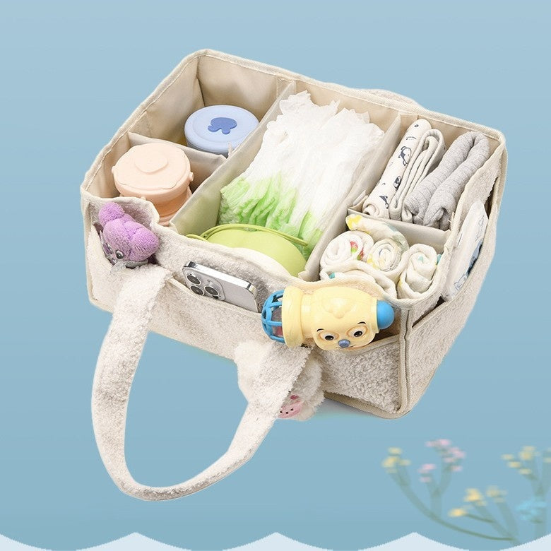 Plush Mommy Bag Baby Diaper Organizer Bottle Storage Bag 4