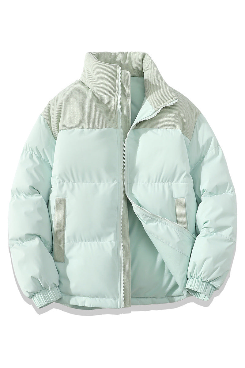 Winter Stand Collar Contrast-colored Coat Cotton Padded Jacket For Men Women Clothing 9