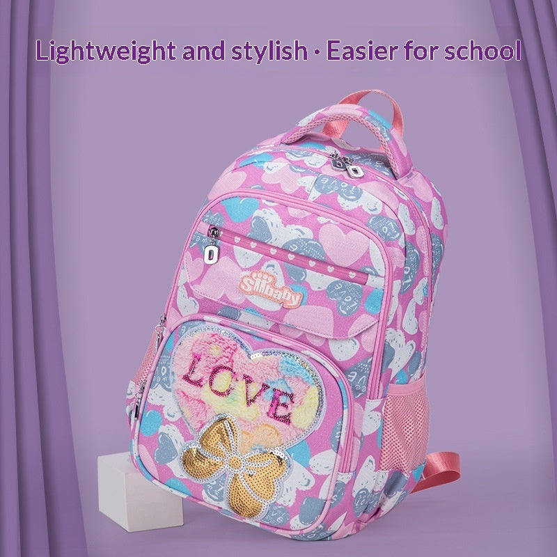 Spine-Protecting Load-Reducing Cartoon Cat Childrens School Bag 2