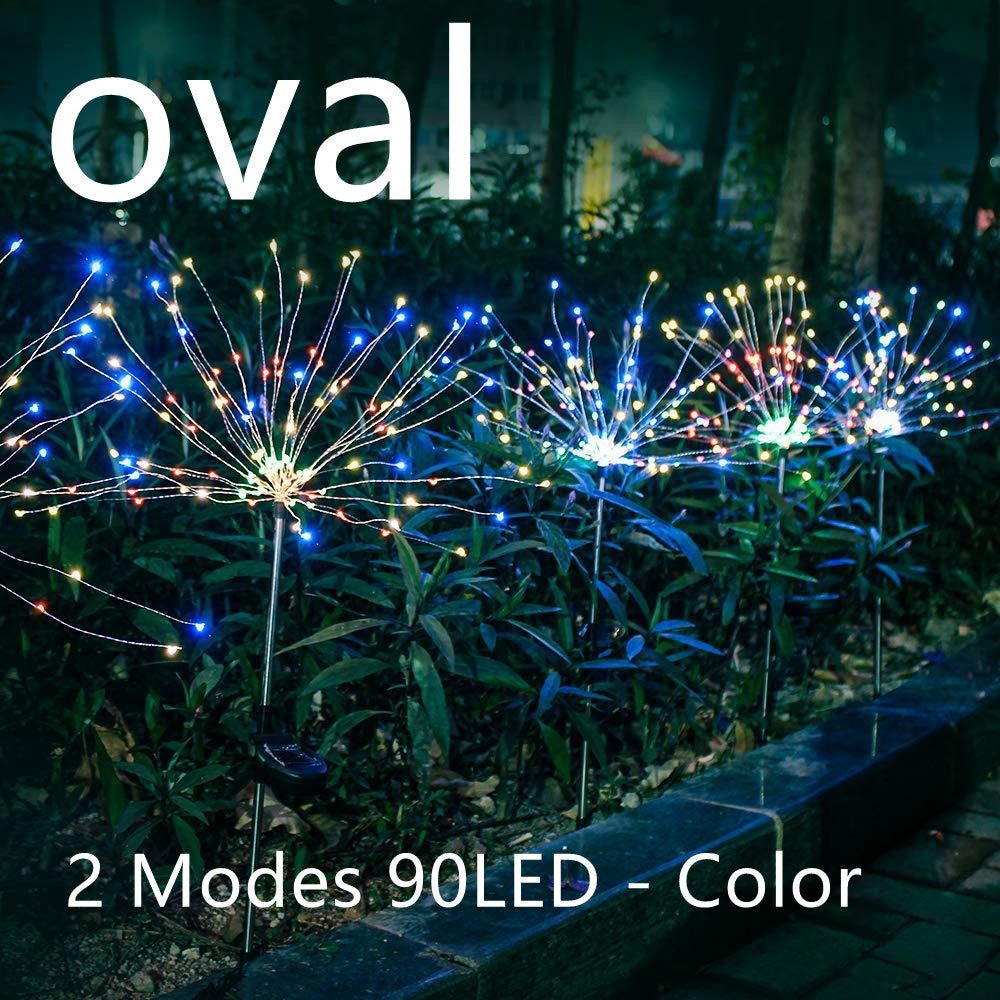 New Ground Plug Solar Fireworks Light LED Light String Copper Wire Outdoor Garden Decoration Star Lights Christmas Lights 19