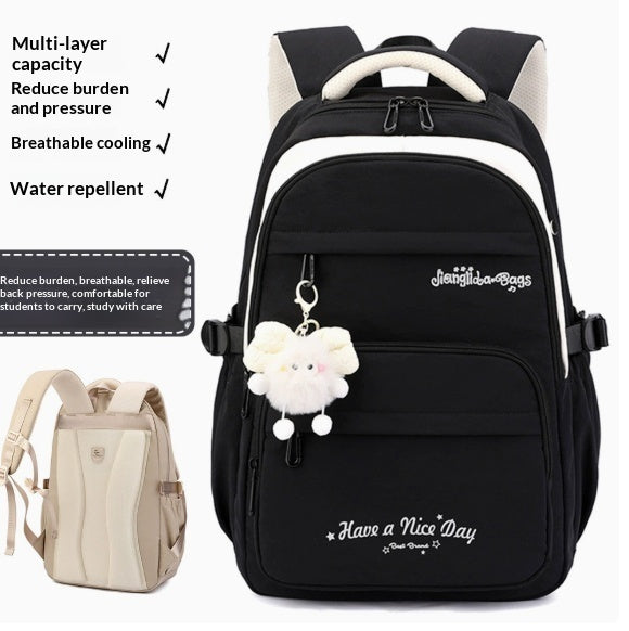Three-piece Cartoon-print Set Junior High School Backpack Weight-reducing Campus Bag 8