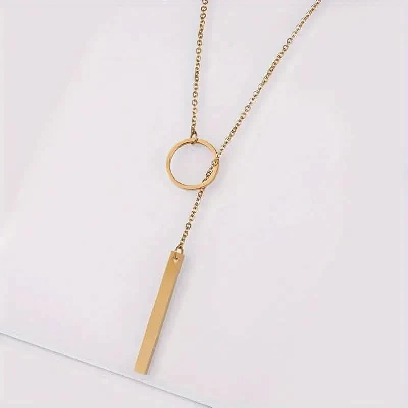 Chic Ethnic-Inspired Alloy Circle & Rod Pendant Necklace 4